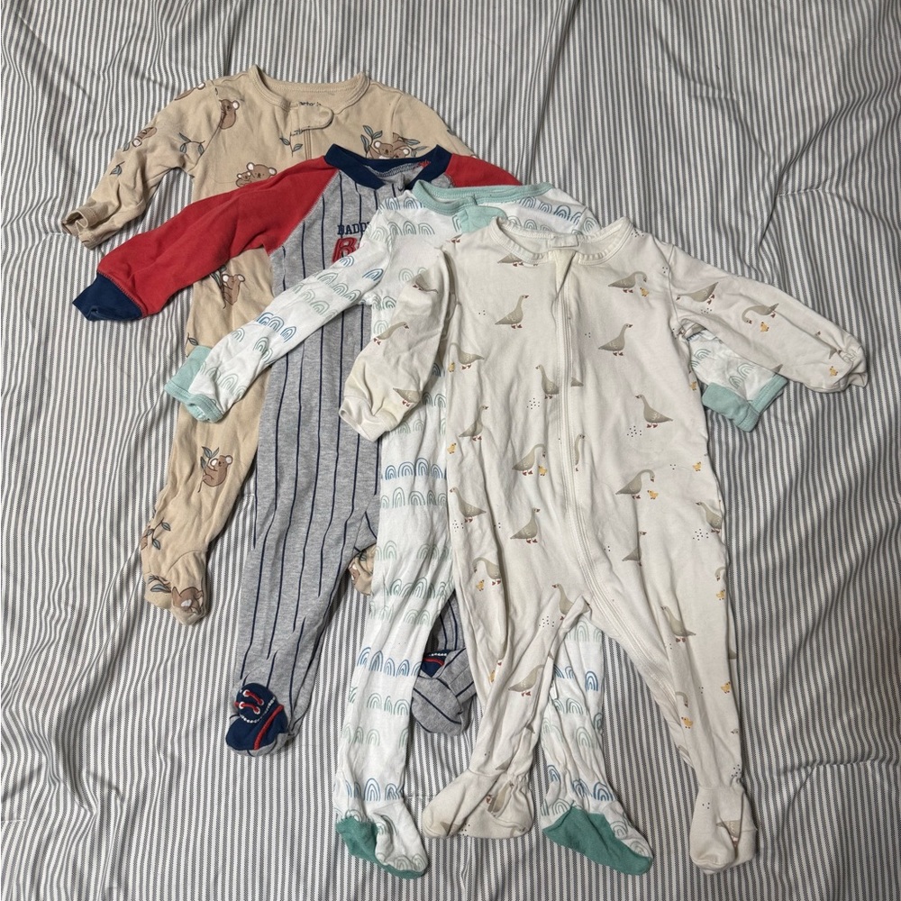 Petit Lem Kids One Pieces in Cream, Red, and Gray